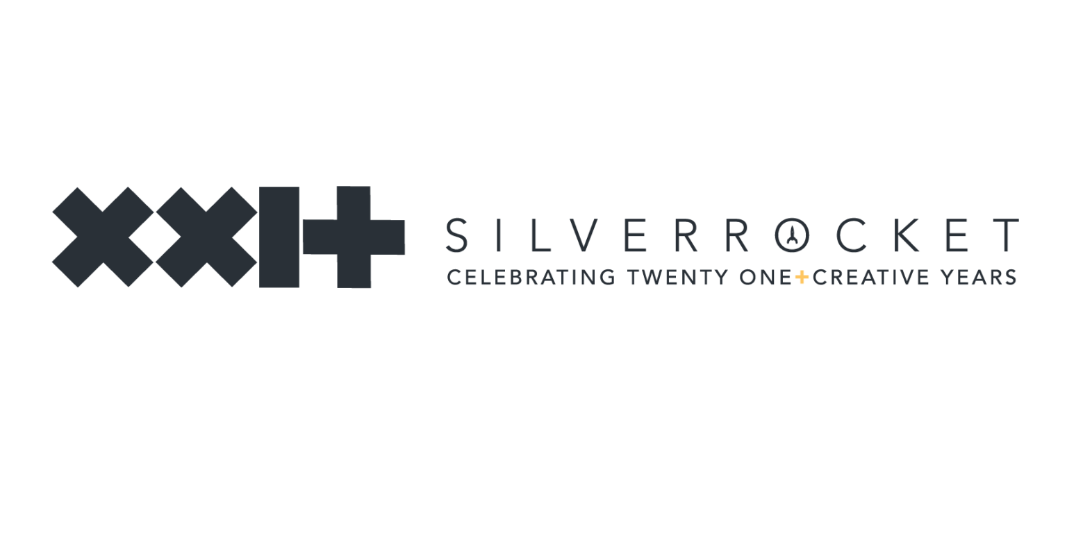 Celebrating twenty one creative years at Silverrocket logo design.